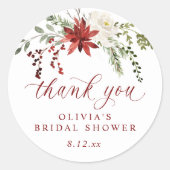 Elegant Winter Bridal Shower Thank You Ronde Sticker (Voorkant)