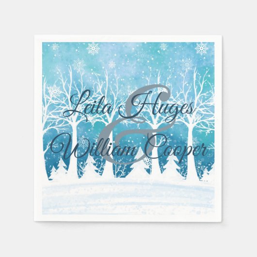 Elegant Winter Bruiloft Blauw Servet (Voorkant)