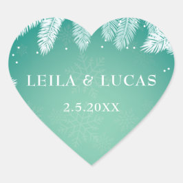 Elegant Winter Bruiloft gepersonaliseerd Hart Sticker