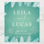 Elegant Winter Bruiloft gepersonaliseerd Wijn Etiket (Enkel label)