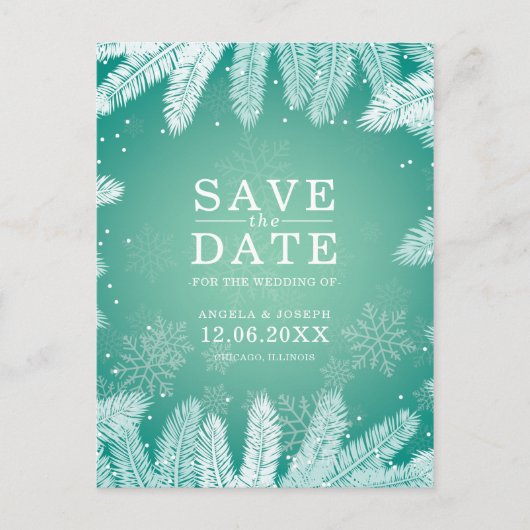 Elegant Winter Bruiloft Save the Date Aankondigingskaart (Voorkant)