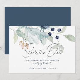Elegant winter bruiloft thema save the date kaart
