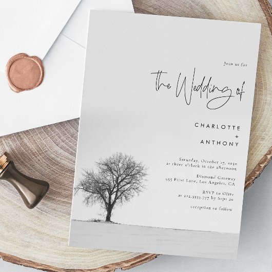 Elegant Winter Bruiloft - Zwart-wit Sneeuwvlok Kaart