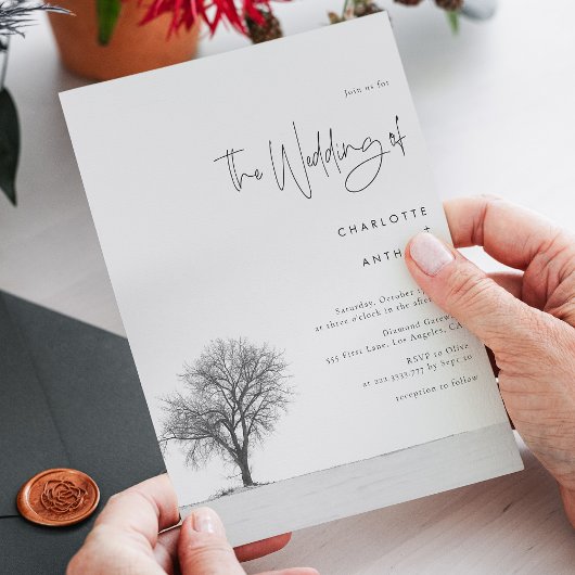 Elegant Winter Bruiloft - Zwart-wit Sneeuwvlok Kaart