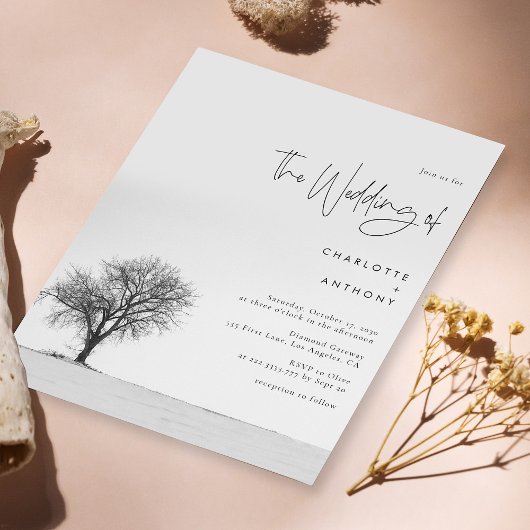 Elegant Winter Bruiloft - Zwart-wit Sneeuwvlok Kaart