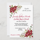 Elegant Winter Burgundy Poinsettia Floral Wedding Kaart (Voorkant)