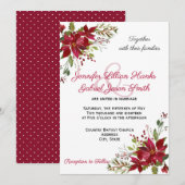 Elegant Winter Burgundy Poinsettia Floral Wedding Kaart (Voorkant / Achterkant)