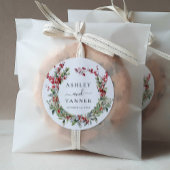 Elegant Winter Christmas Floral Wedding Ronde Sticker