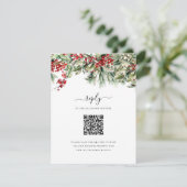Elegant Winter Christmas Holiday QR Code Wedding RSVP Kaartje (Staand voorkant)