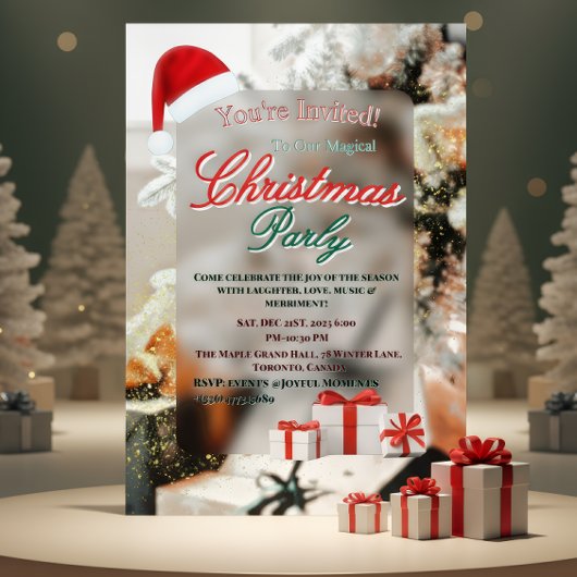 Elegant Winter Christmas Party Invitation Folie Uitnodiging