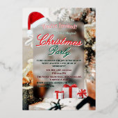 Elegant Winter Christmas Party Invitation Folie Uitnodiging (Voorkant)