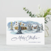 Elegant Winter Country Land Kerstgroet Feestdagenkaart (Staand voorkant)