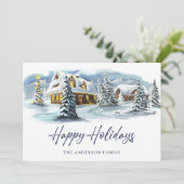 Elegant Winter Country Land Kerstgroet Feestdagenkaart (Staand voorkant)