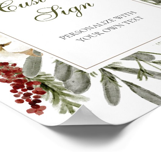 Elegant Winter Evergreen Aangepast Tekstbord Poster (Hoek)