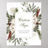 Elegant Winter Evergreen Aangepast Tekstbord Poster (Voorkant)