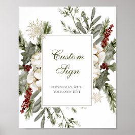 Elegant Winter Evergreen Aangepast Tekstbord Poster