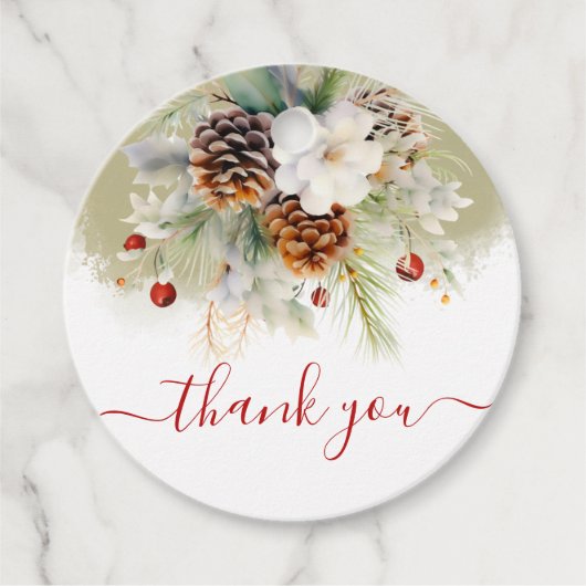 Elegant Winter Evergreen Baby shower Bedankt Bedankjes Labels (Voorkant)