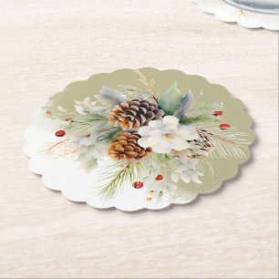 Elegant Winter Evergreen Baby shower Party Kartonnen Onderzetters