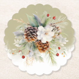 Elegant Winter Evergreen Baby shower Party Kartonnen Onderzetters
