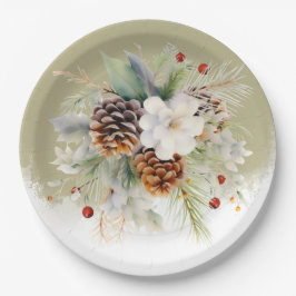 Elegant Winter Evergreen Baby shower Party Papieren Bordje