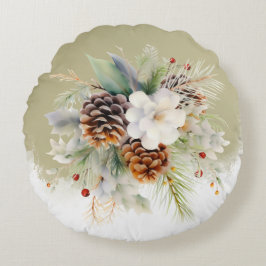 Elegant Winter Evergreen Baby shower Party Rond Kussen