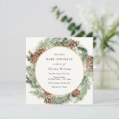 Elegant Winter Evergreen Baby Sprinkle Kaart (Staand voorkant)