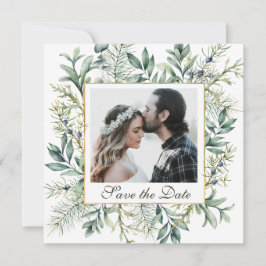 Elegant Winter Evergreen Eucalyptus Photo Weddensc Save The Date