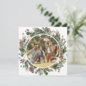 Elegant Winter Evergreen Holiday Fotokaart Kaart (Staand voorkant)