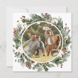 Elegant Winter Evergreen Holiday Fotokaart Kaart