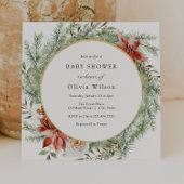 Elegant Winter Evergreen Poinsettia Baby shower Kaart