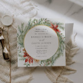 Elegant Winter Evergreen Poinsettia Wedding Kaart