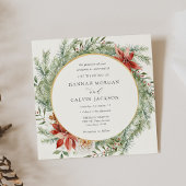 Elegant Winter Evergreen Poinsettia Wedding Kaart