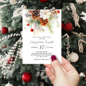 Elegant Winter Evergreen & Rowan Vrijgezellenfeest Kaart