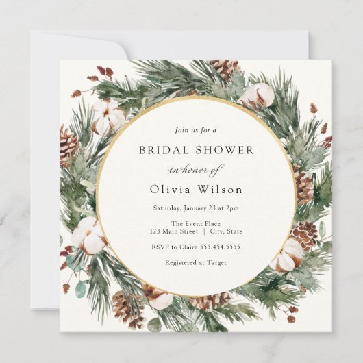 Elegant Winter Evergreen Vrijgezellenfeest Kaart (Voorkant)