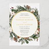 Elegant Winter Evergreen Wedding Folie Uitnodiging (Voorkant)