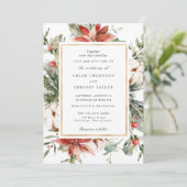 Elegant Winter Evergreen Wedding Invitation Kaart (Staand voorkant)