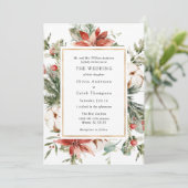 Elegant Winter Evergreen Wedding Invitation Kaart (Staand voorkant)
