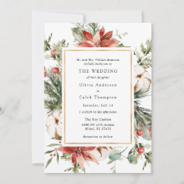 Elegant Winter Evergreen Wedding Invitation Kaart