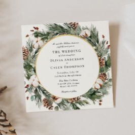Elegant Winter Evergreen Wedding Invitation Kaart