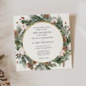 Elegant Winter Evergreen Wedding Invitation Kaart