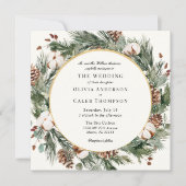 Elegant Winter Evergreen Wedding Invitation Kaart (Voorkant)