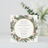 Elegant Winter Evergreen Wedding Kaart (Staand voorkant)