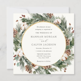 Elegant Winter Evergreen Wedding Kaart