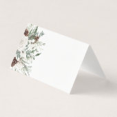 Elegant winter evergreen wedding place cards kaart (Voorkant)