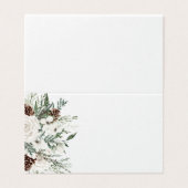 Elegant winter evergreen wedding place cards kaart (Buitenkant ongevouwen)