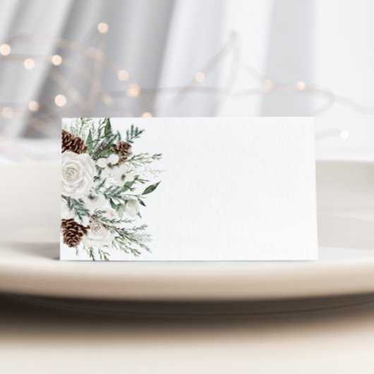 Elegant winter evergreen wedding place cards kaart