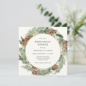 Elegant Winter Evergreen Wedding Rehearsal Dinner Kaart (Staand voorkant)