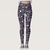 Elegant winter feestdagen roze goudsneeuwvlokken leggings (Voorkant)