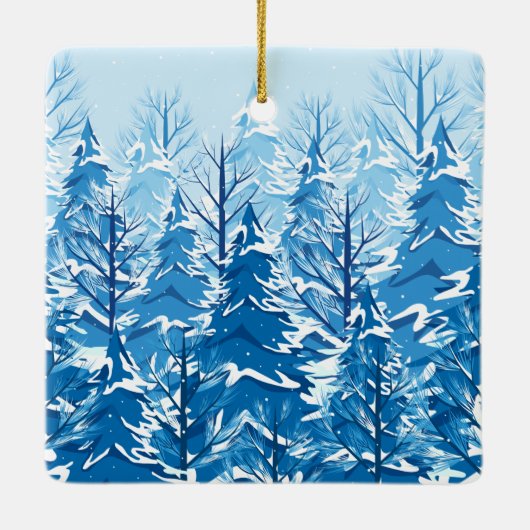 Elegant Winter Fir Trees Kerstmis | Versiering Keramisch Ornament (Achterkant)