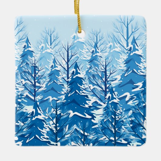 Elegant Winter Fir Trees Kerstmis | Versiering Keramisch Ornament (Voorkant)